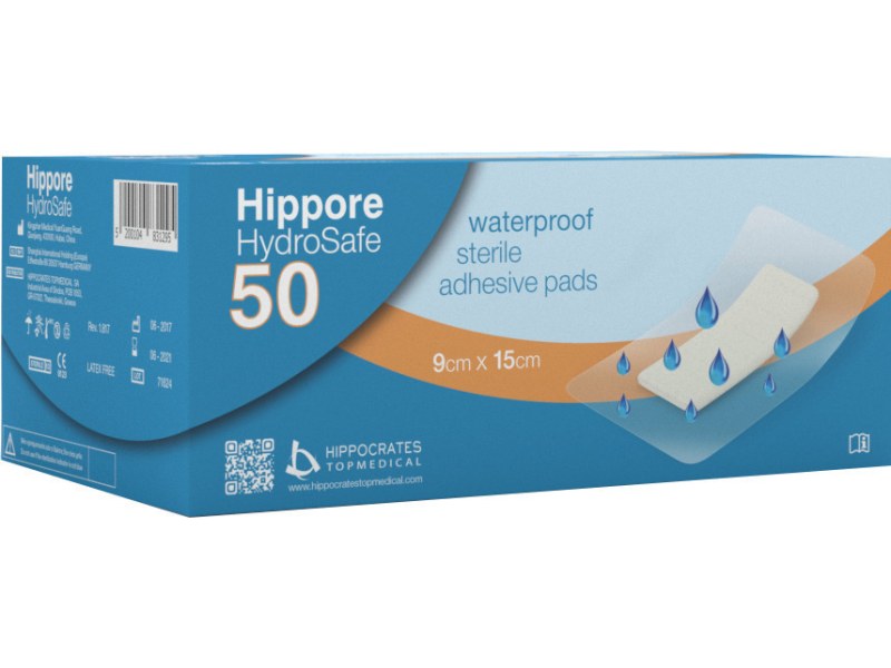 Hippore HydroSafe Αδιάβροχα Αποστειρωμένα Αυτοκόλλητα Επιθέματα 9x15cm 50τμχ