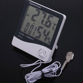 Ρολόι ξυπνητήρι με θερμόμετρο και υγρόμετρο εσωτερικού/εξωτερικού χώρου - HUM HTC-2 - 